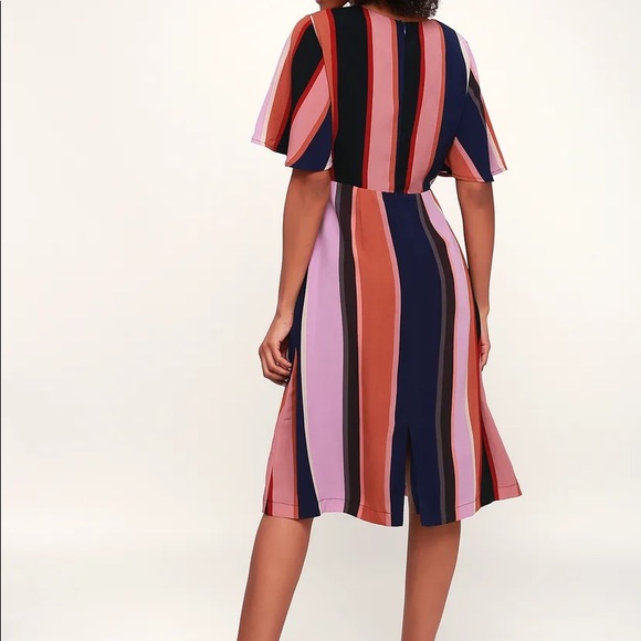Lulus Holland Lavender Stripe Tie-Front Midi Dress - Picture 5 of 12